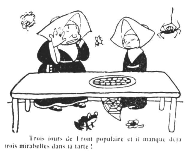 1936 29 avril Le Canard Enchaine Dessin de Jean Effel Il manque deja trois mirabelles....jpg